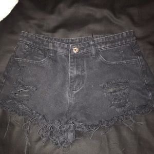 Black jean shorts